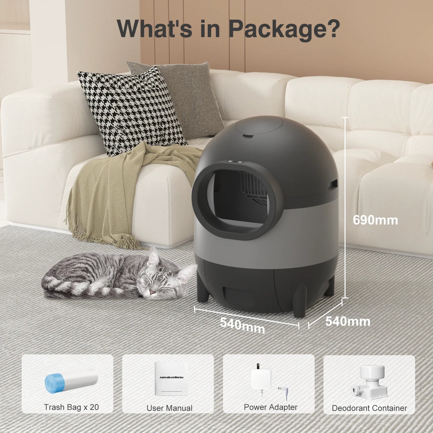 Automatic Cat Litter Box 2.4G Wifi with APP Control