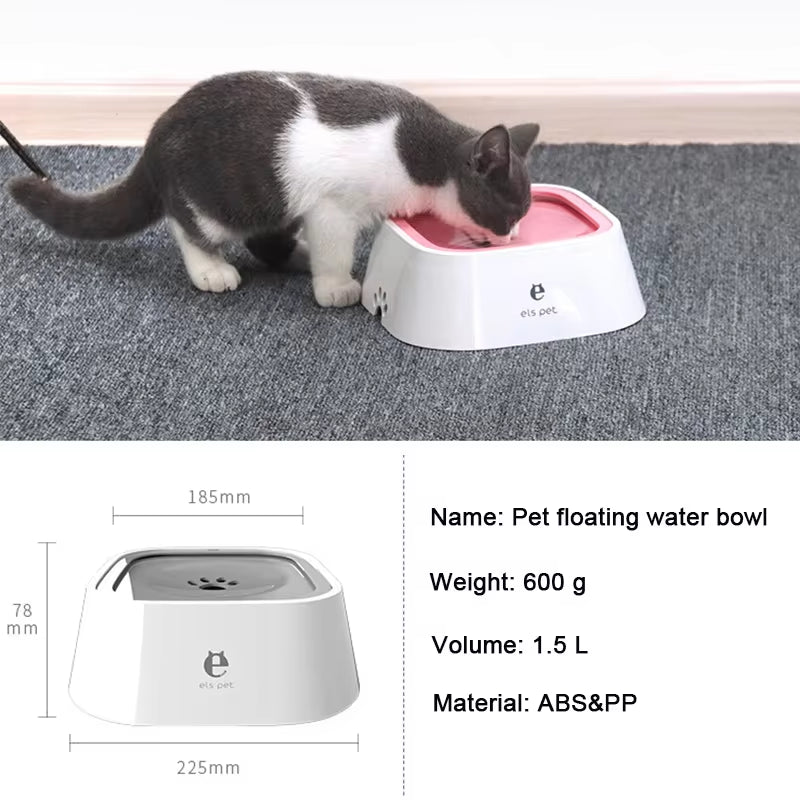 Dog Drinking Water Bowl Floating Non-Wetting