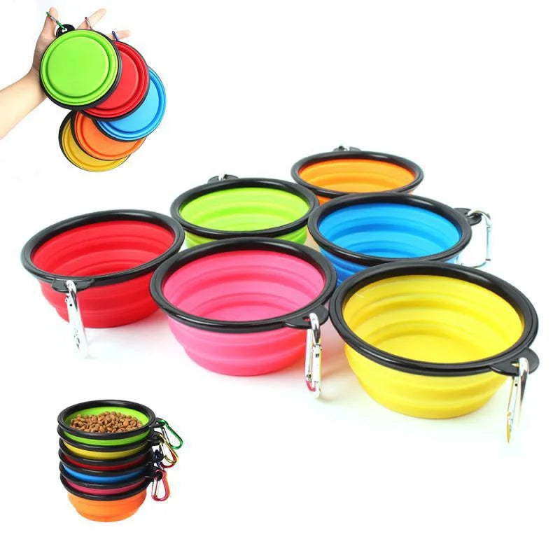 Folding Portable Silicone Dog Feeder Bowl