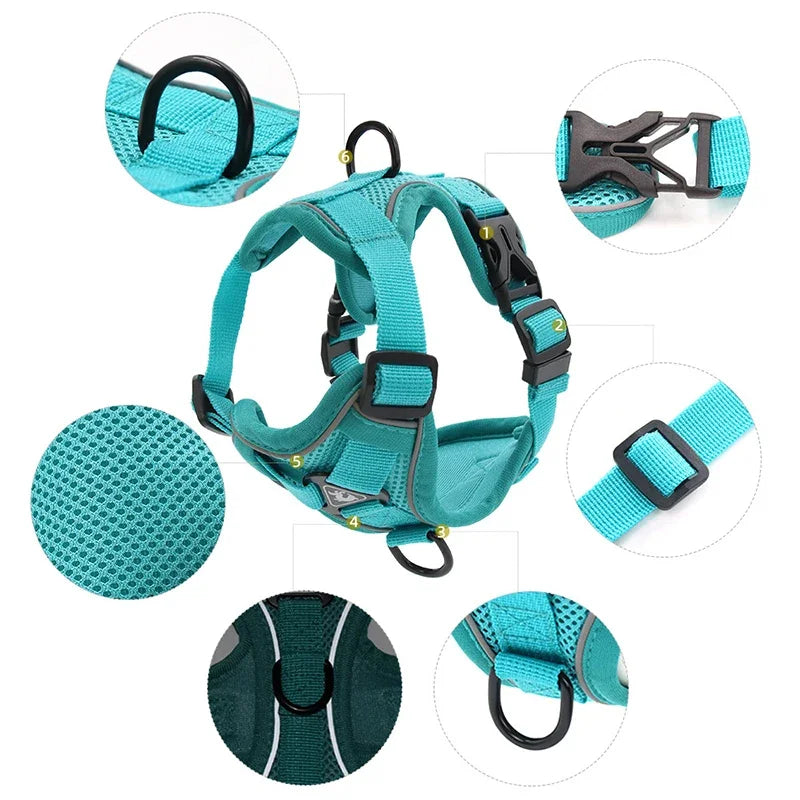 Reflective Pet Training Walking Harness Lead Leash