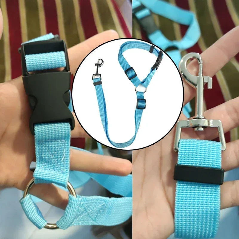 Solid Color Two-In-One Pet Car Seat Belt