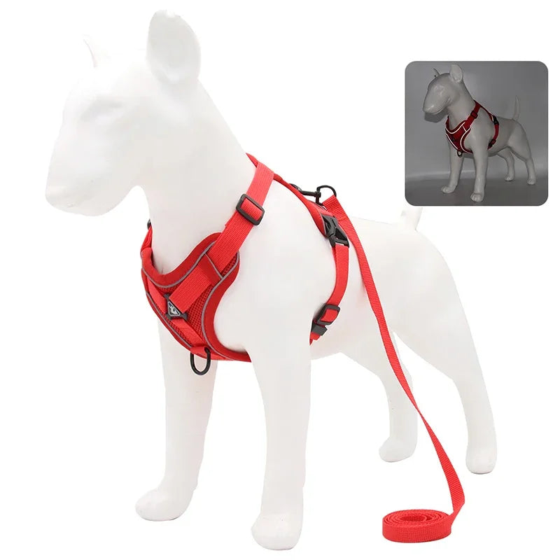 Reflective Pet Training Walking Harness Lead Leash